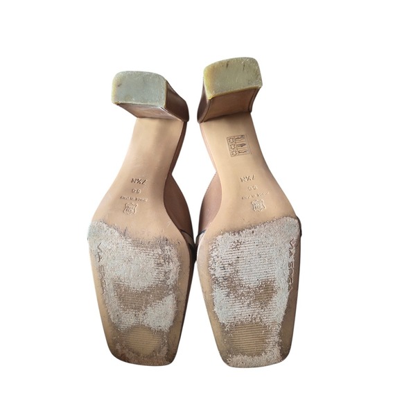 Via Spiga Italian Leather Mule Heels Brown Square Toe Slip On Size 7.5 - Picture 5 of 6